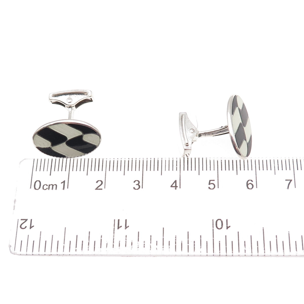 Birch & Gaydon 925 Sterling Silver Vintage England Enamel Modernist Cufflinks