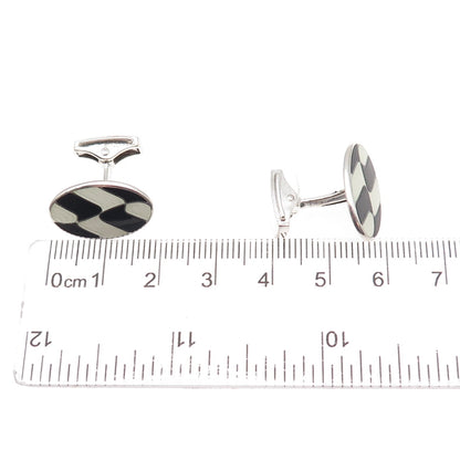 Birch & Gaydon 925 Sterling Silver Vintage England Enamel Modernist Cufflinks