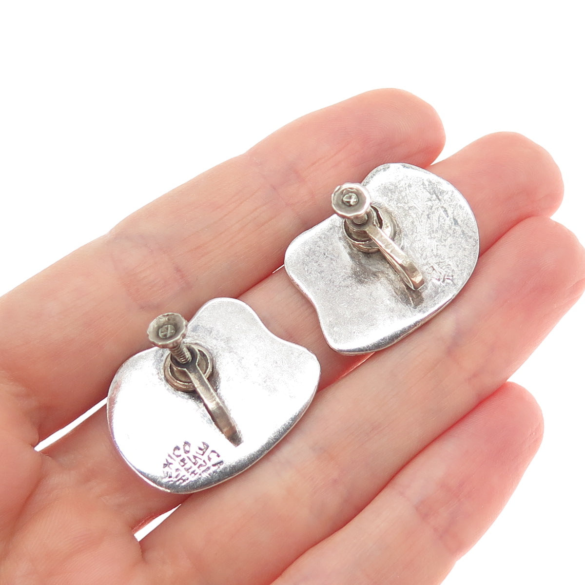 925 Sterling Silver Vintage Mexico Tribal Storyteller Oxidized Cufflinks