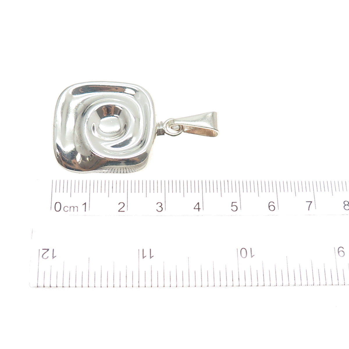 925 Sterling Silver Vintage Modernist Spiral Charm Pendant