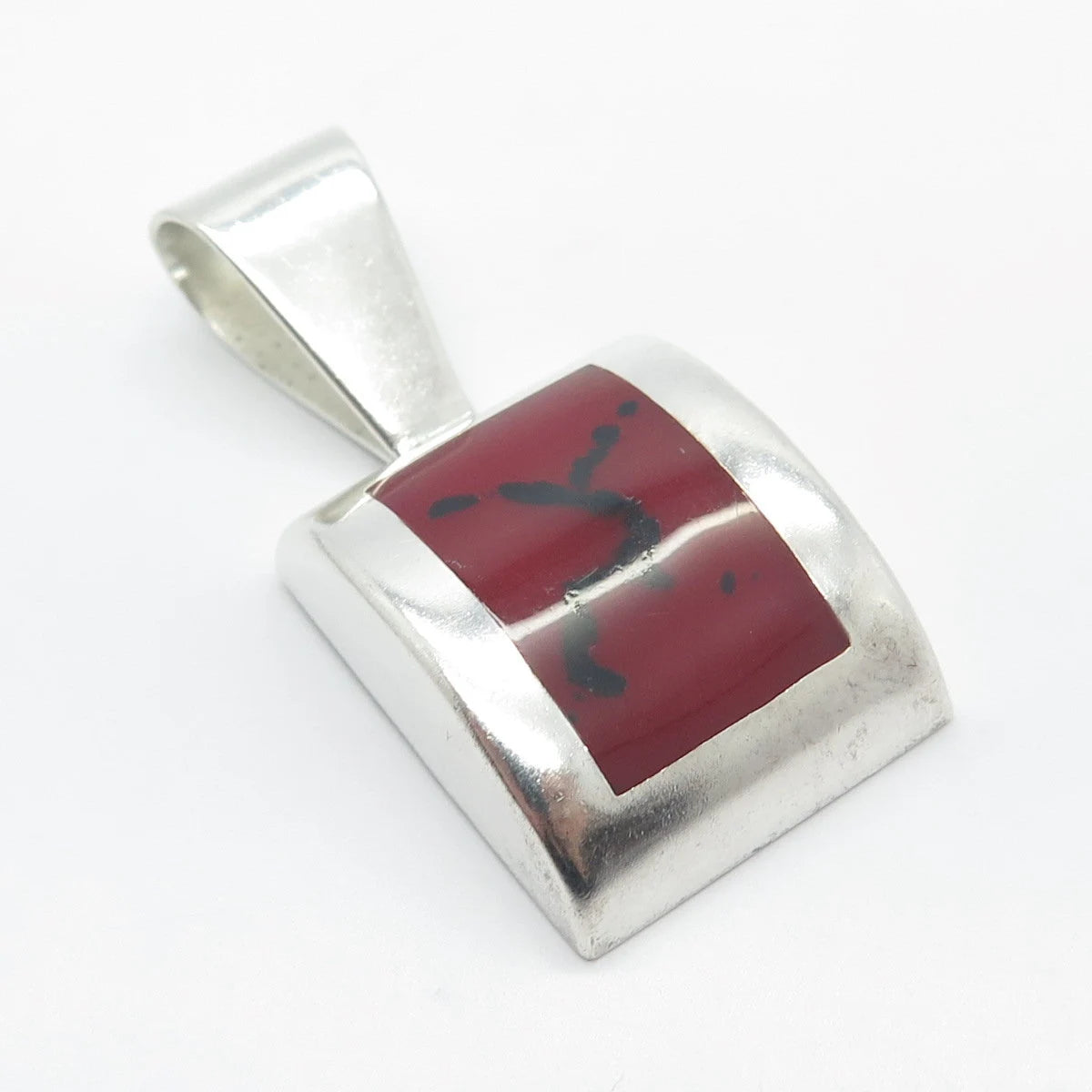 925 Sterling Silver Vintage Real Jasper Gemstone Pendant