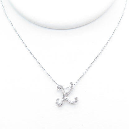 CAROL BRODIE MLD Sterling Silver Real Diamond Letter K Pendant Necklace 16-18"