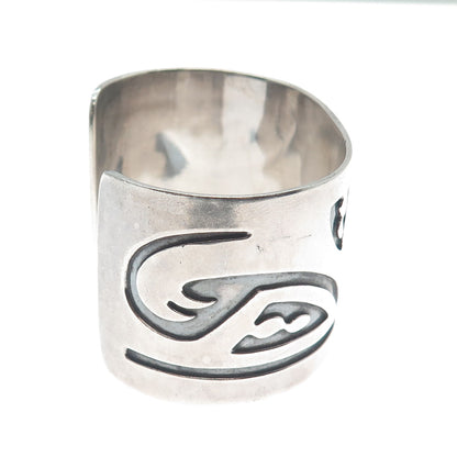 Old Pawn Hopi 925 Sterling Silver Vintage Southwestern Adjustable Bracelet 6.5"