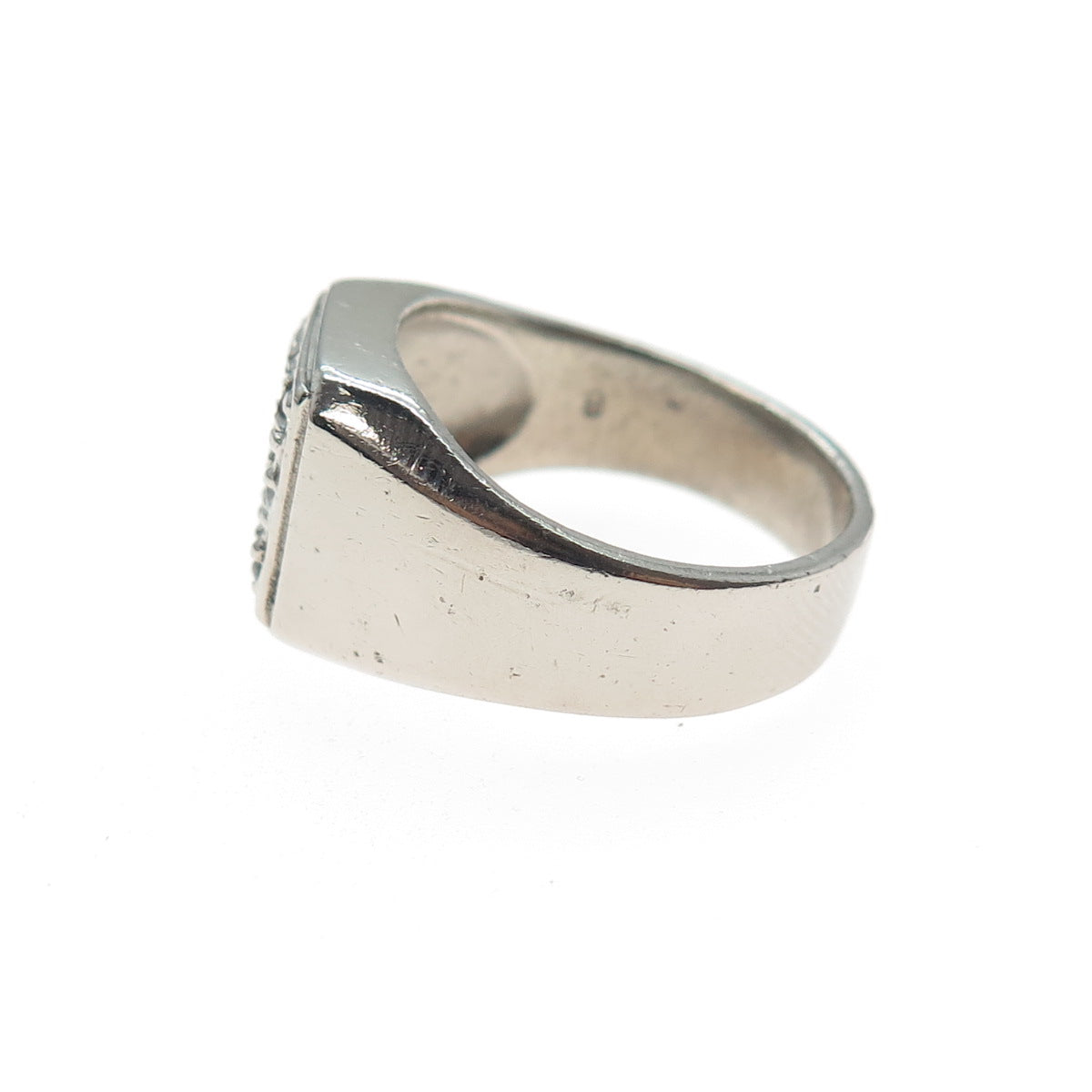 925 Sterling Silver Vintage Round-Cut C Z Signet Ring Size 8.75