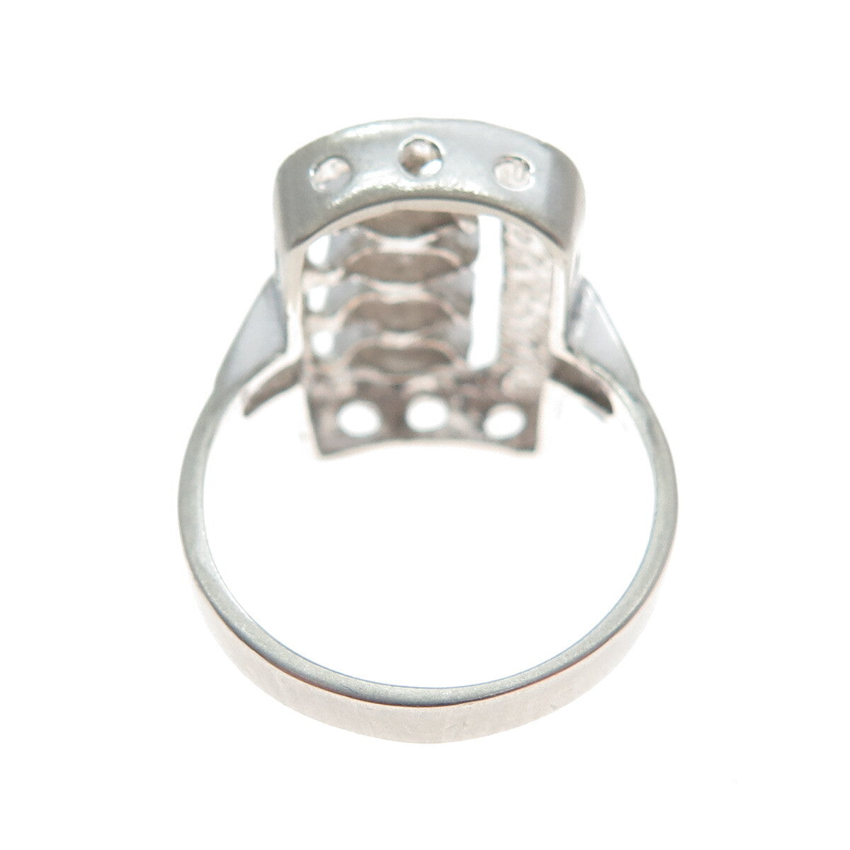 UNCAS Sterling Silver Antique Rhinestone Ring Size 6.5 (missing 1 rhinestone)