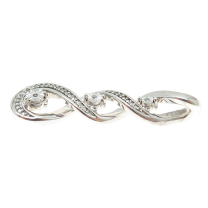 925 Sterling Silver Real Round-Cut Diamond Twisted Infinity Pendant