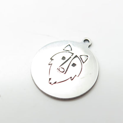 925 Sterling Silver USA Two In Town Wolf Charm Pendant