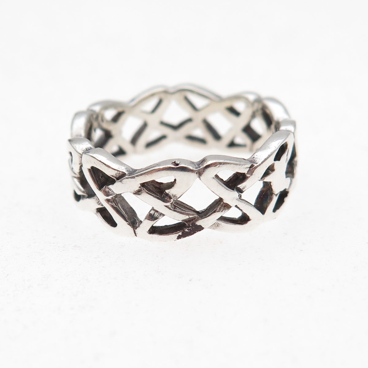 925 Sterling Silver Vintage Celtic Knot Oxidized Band Ring Size 5.75