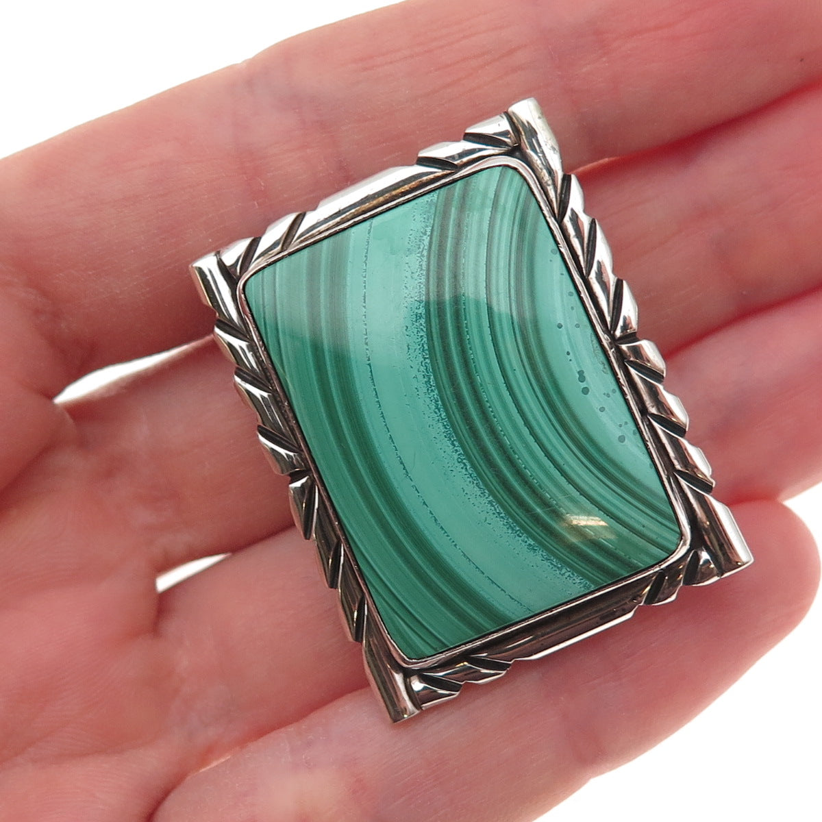 Gilo & Grace Nakai Navajo Old Pawn Sterling Silver Vintage Malachite Bolo Tie