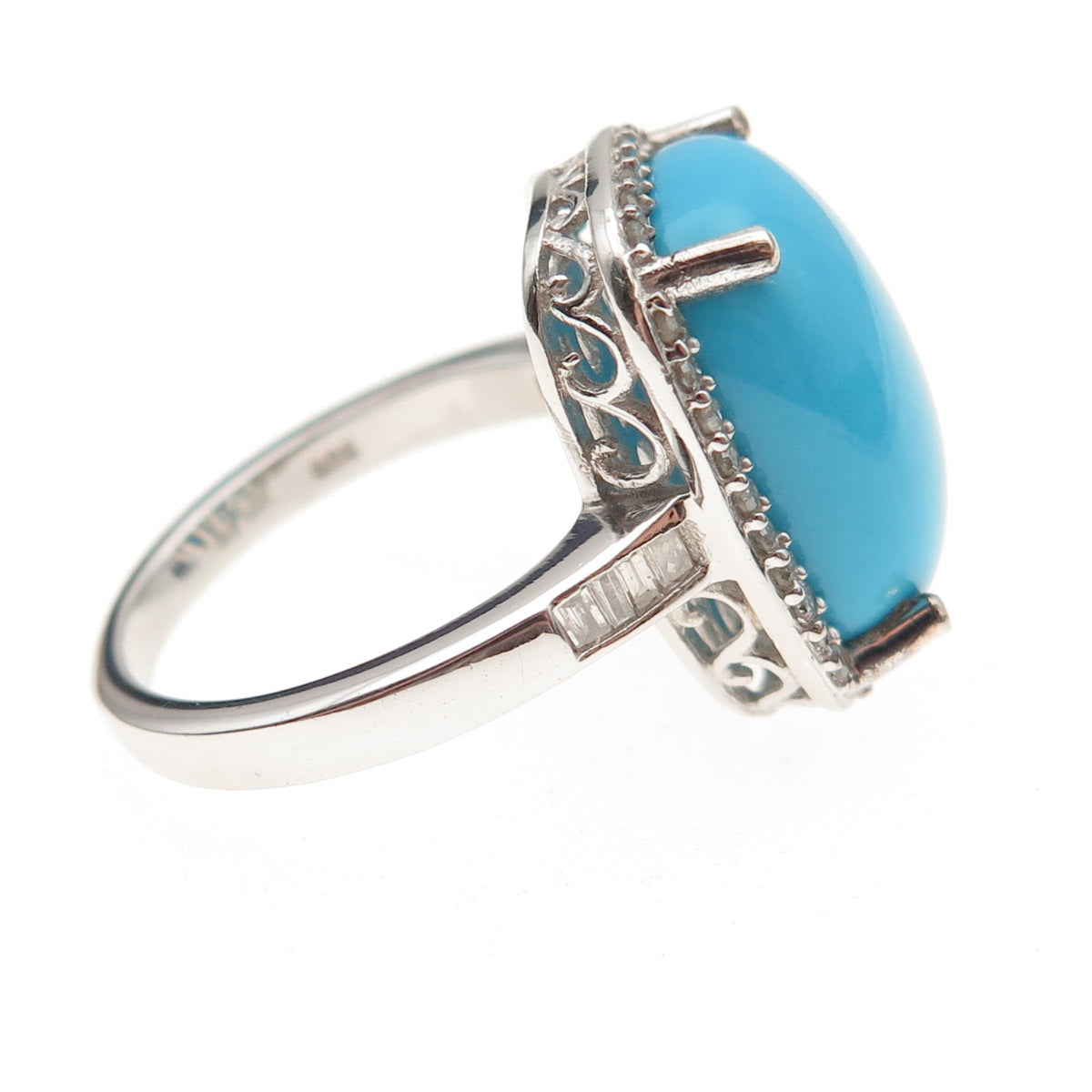 Chuck Clemency 925 Sterling Silver Real Diamond & Turquoise Ring Size 8