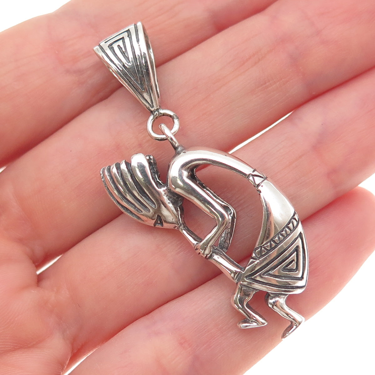 Old Pawn 925 Sterling Silver Vintage Southwestern Kokopelli Tribal Charm Pendant