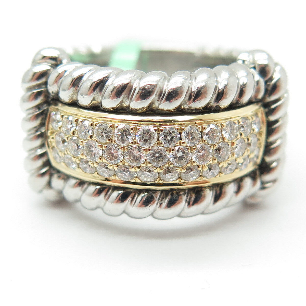 DANWAK 18K Gold 925 Sterling Silver 35 Round-Cut Diamond 0.65ct Ring Size 7