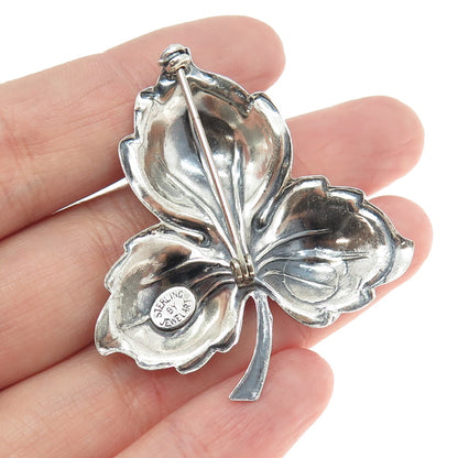 JEWELART 925 Sterling Silver Antique Art Deco Leaf Pin Brooch