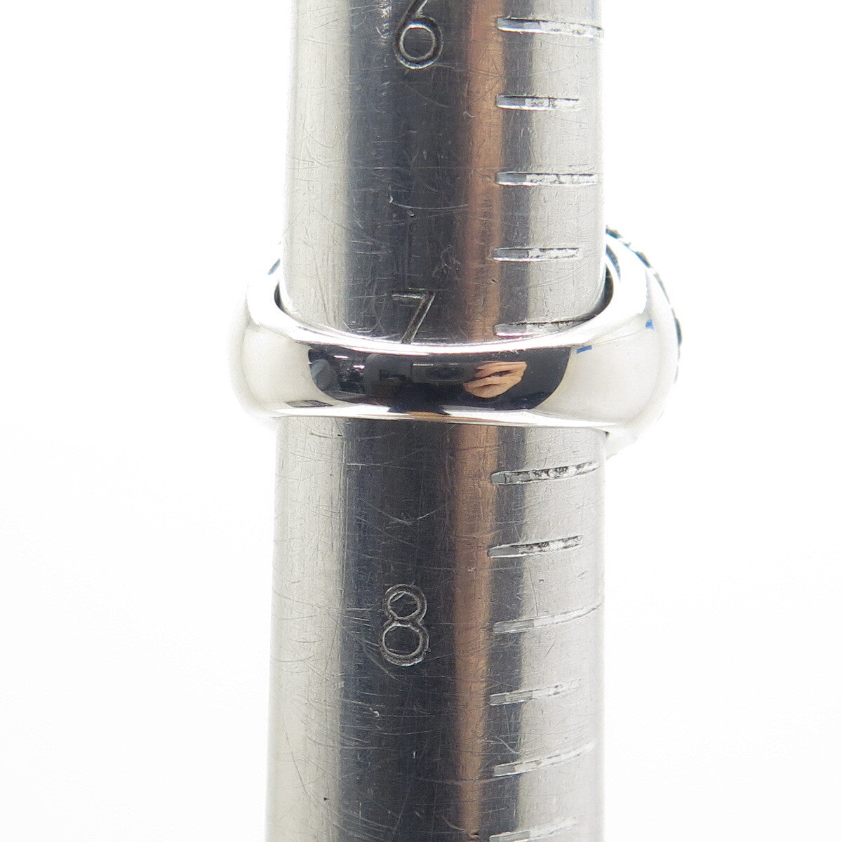 DSMK 925 Sterling Silver Real Black Spinel Gem Cluster Domed Ring Size 7.25