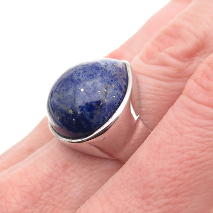 AIL Aluma 925 Sterling Silver Vintage Real Lapis Lazuli Modernist Ring Size 7