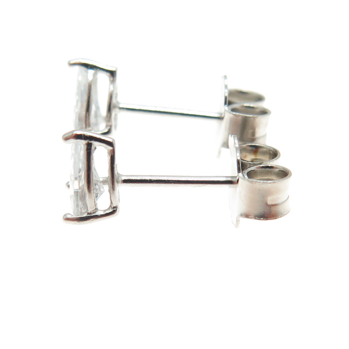 925 Sterling Silver Pear-Cut Shaped White C Z Stud Earrings