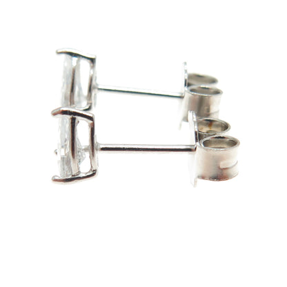 925 Sterling Silver Pear-Cut Shaped White C Z Stud Earrings