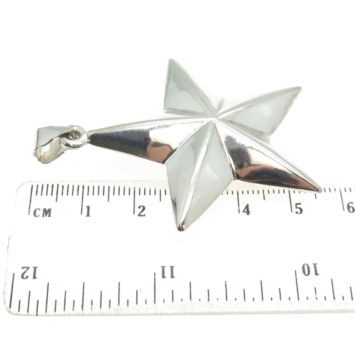 925 Sterling Silver Vintage Puffy Star 3D Pendant