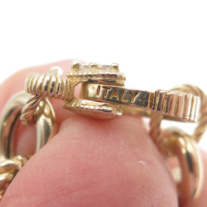 JUDITH RIPKA Sterling Silver Gold Plated Italy C Z Oval Cable Link Bracelet 8"