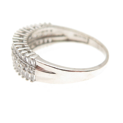 925 Sterling Silver Round & Tapered Baguette-Cut C Z Ring Size 9.25