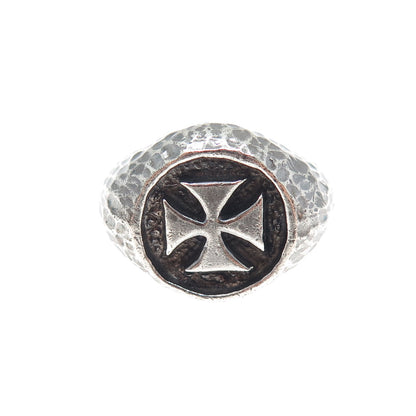 D. PRESSLEY NYC 925 Sterling Silver Vintage Cross Oxidized Ring Size 10.5