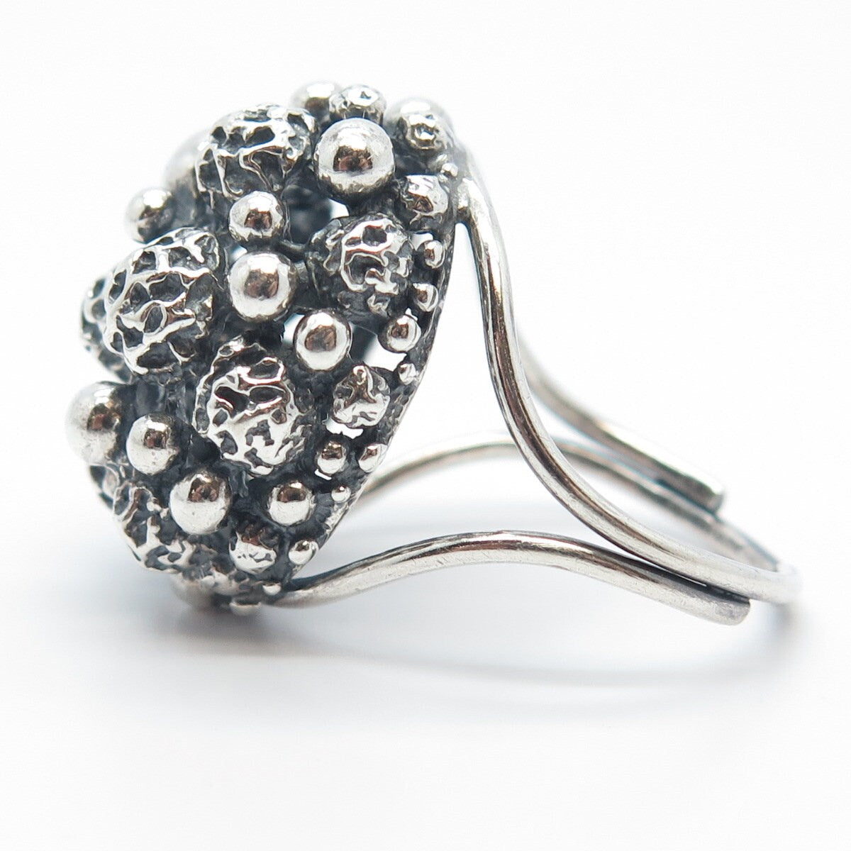925 Sterling Silver Vintage BEAU Modernist Adjustable Ring Size 8.5