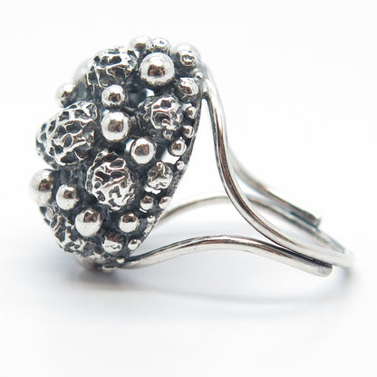 925 Sterling Silver Vintage BEAU Modernist Adjustable Ring Size 8.5