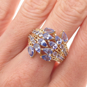 Chuck Clemency 925 Sterling Silver Gold Plated Real Tanzanite Ring Size 8.25