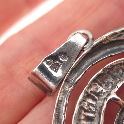 925 Sterling Silver Vintage Poland Modernist Spiral Oxidized Pendant