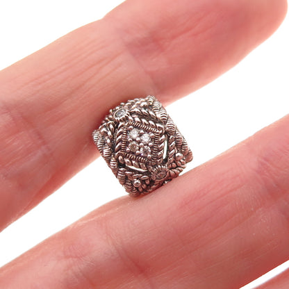 Judith Ripka 925 Sterling Silver Round-Cut C Z Slide Bead Charm