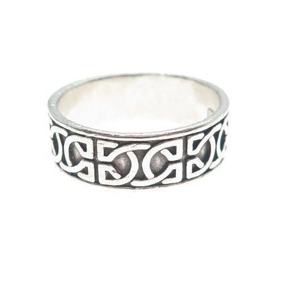 WALDECK JOHNSON 925 Sterling Silver Vintage Celtic Knot Oxidized Ring Size 11.25
