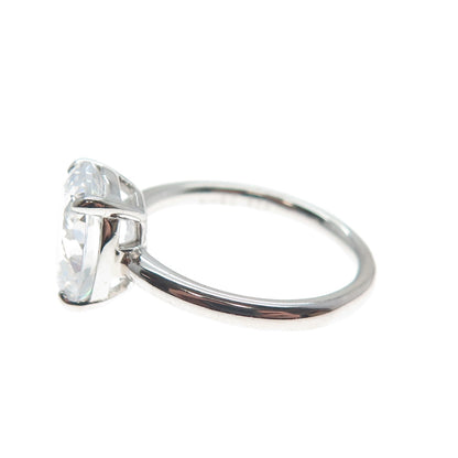 DSMK 925 Sterling Silver Oval-Cut Shaped C Z Engagement Ring Size 6.25