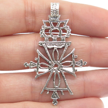 UNOAERRE 800 Silver Vintage Italy Cross Oxidized Pendant