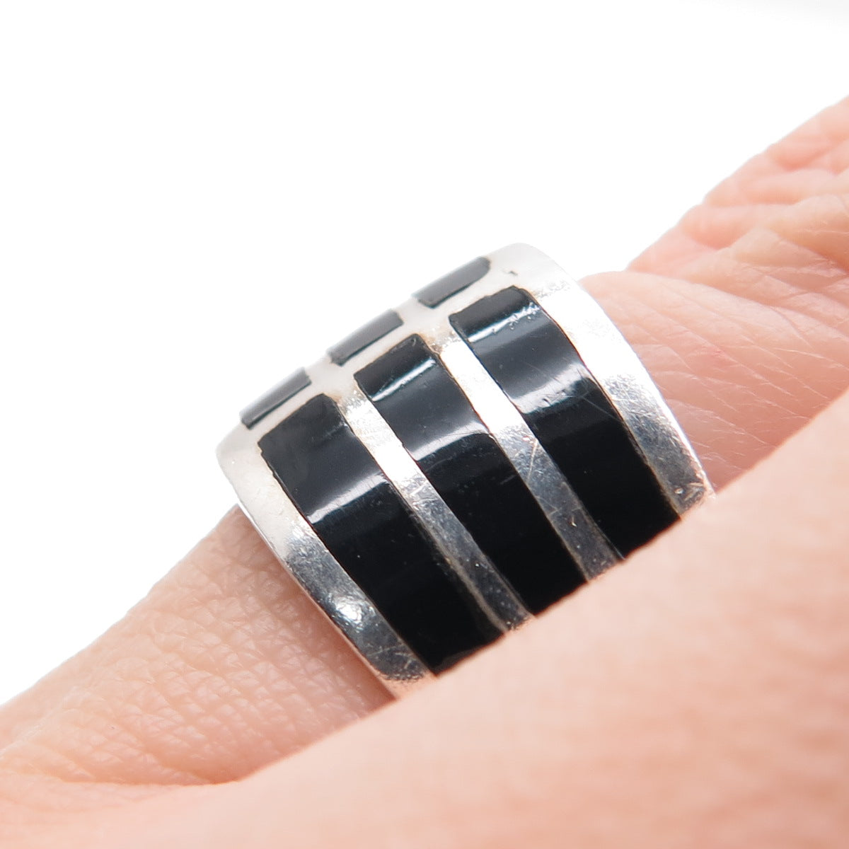 CFJ Collins Fine Jewelry 925 Sterling Silver Vintage Black Onyx Ring Size 6.75