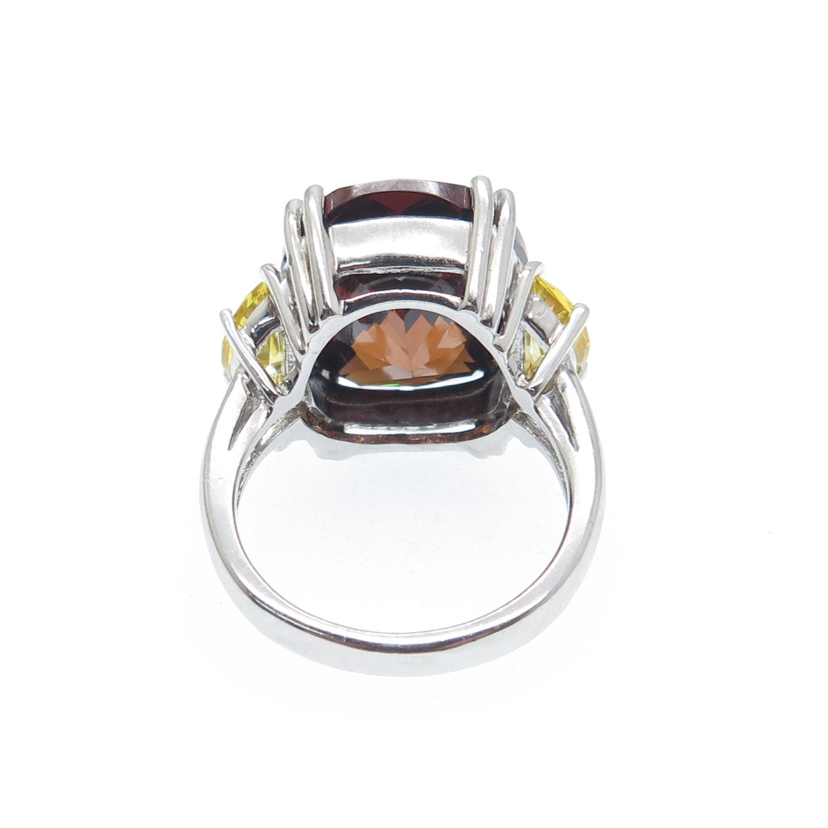 925 Sterling Silver ADI Red & Canary Multi-Cut C Z Ring Size 7.25