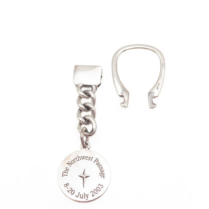 RINGWARE 925 Sterling Vintage Italy Real Diamond Northwest Passage Key Fob Chain