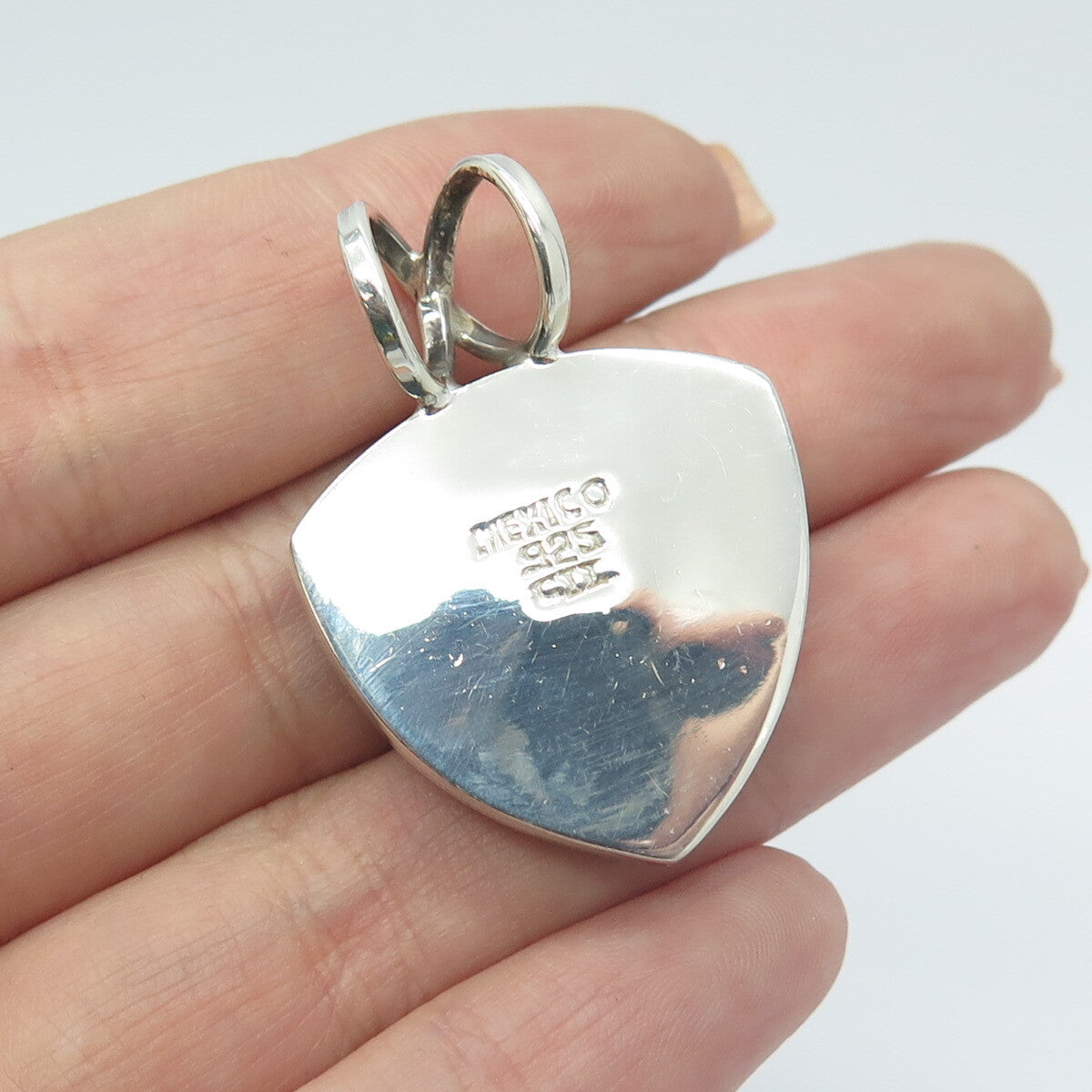925 Sterling Silver Vintage GIL Mexico Real Aventurine Pendant