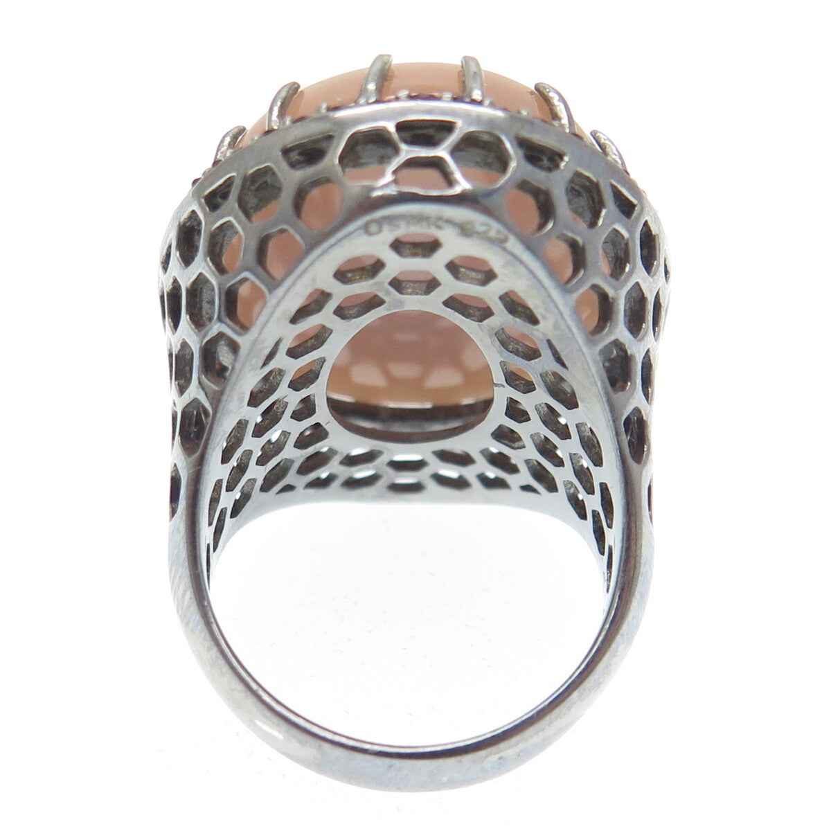 DSMK 925 Sterling Silver Black Rhodium Smoky Chalcedony & Red Garnet Ring Size 7