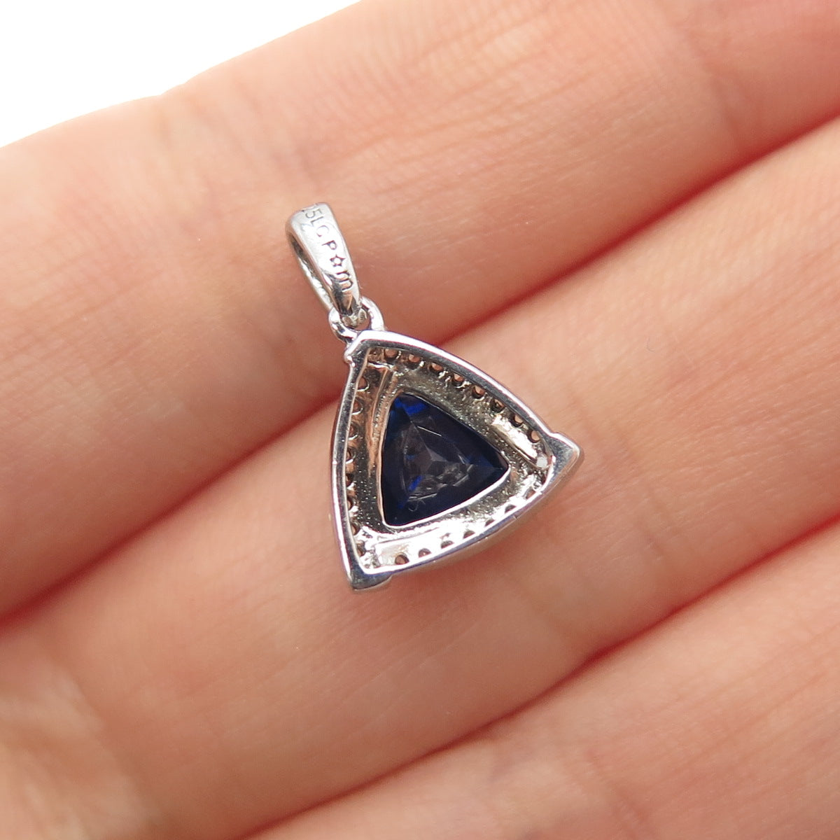 925 Sterling Silver Lab-Created Sapphire & Real White Topaz Mini Charm Pendant