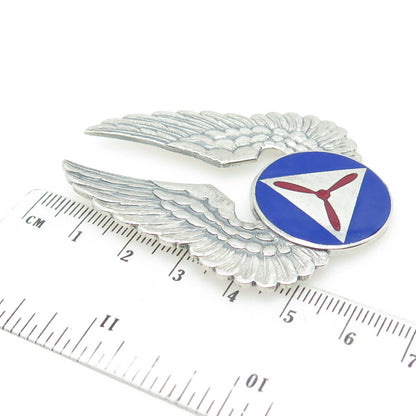 GEMSCO Sterling Silver Antique WWII Enamel Civil Air Patrol Officer Cap Brooch