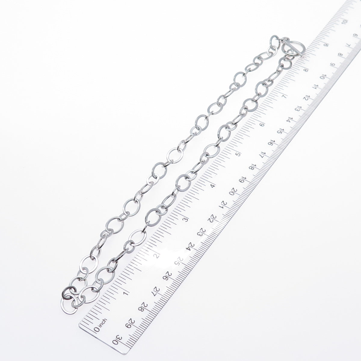 925 Sterling Silver Vintage Multi-Oval Chain Necklace 18"