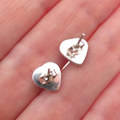 Old Pawn 925 Sterling Silver Vintage Southwestern Sugilite Heart Stud Earrings