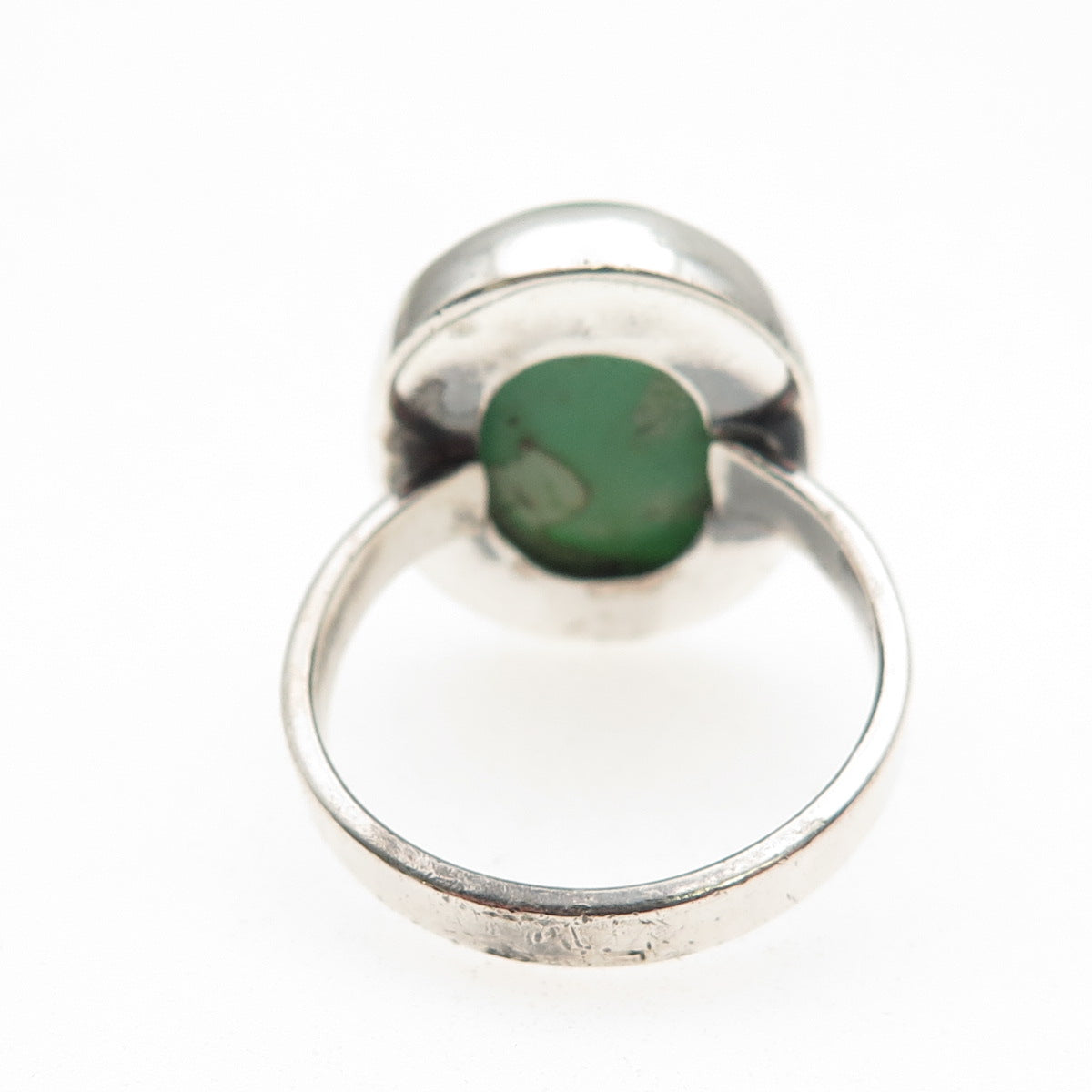 925 Sterling Silver Vintage Real Cabochon Chrysoprase Ring Size 8.75