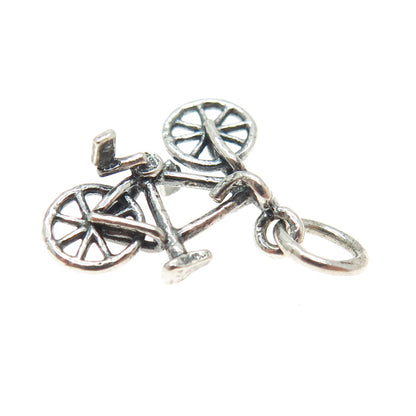 925 Sterling Silver Antique Art Deco Bicycle 3D Charm Pendant