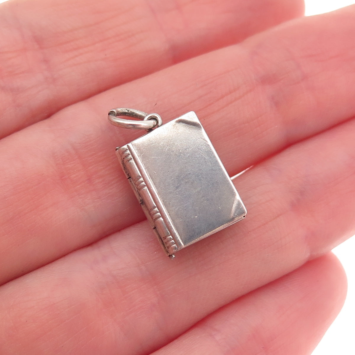 J.M. Fisher 925 Sterling Antique Art Deco MOP Torah Locket Mini Charm Pendant