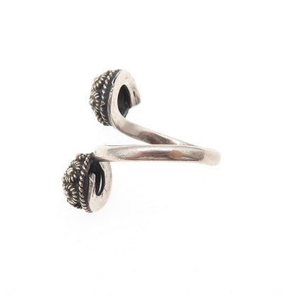 925 Sterling Silver Vintage Mexico Cannetille Adjustable Ring Size 8.25