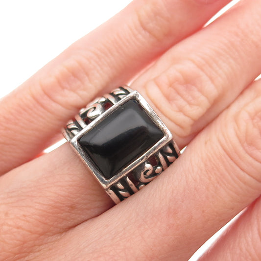 Silpada 925 Sterling Silver Vintage Real Black Onyx Oxidized Ring Size 5