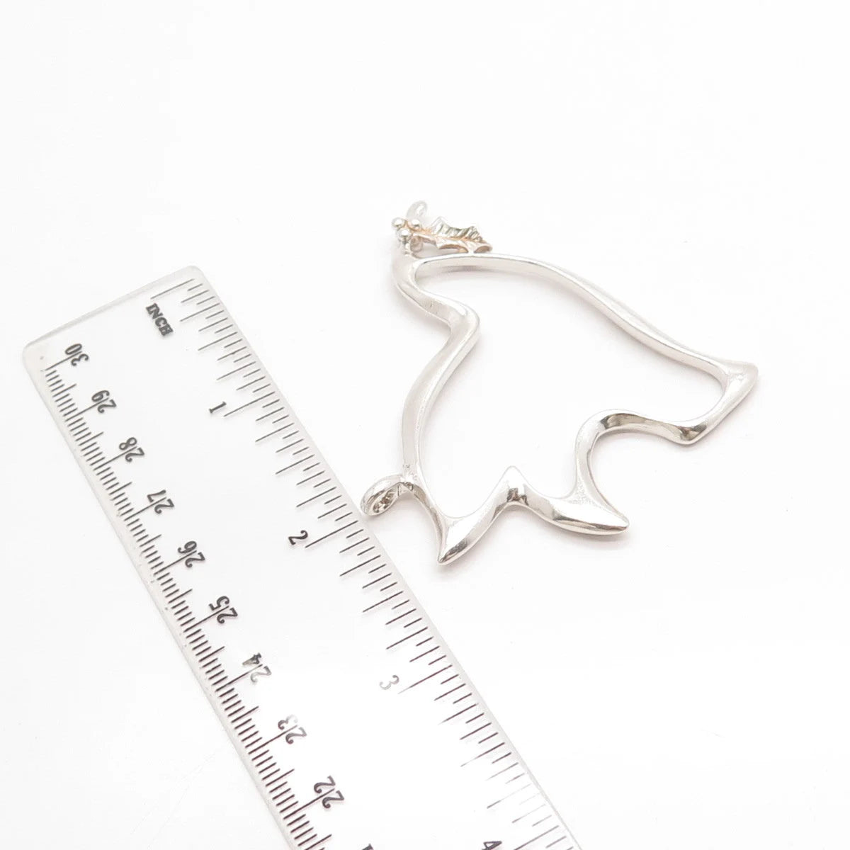 925 Sterling Silver Vintage LUNT Leaf Accent Modernist Pendant