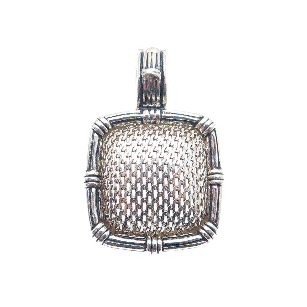ESPO SIG Joseph Esposito 925 Sterling Silver Vintage Mesh Dome Oxidized Pendant