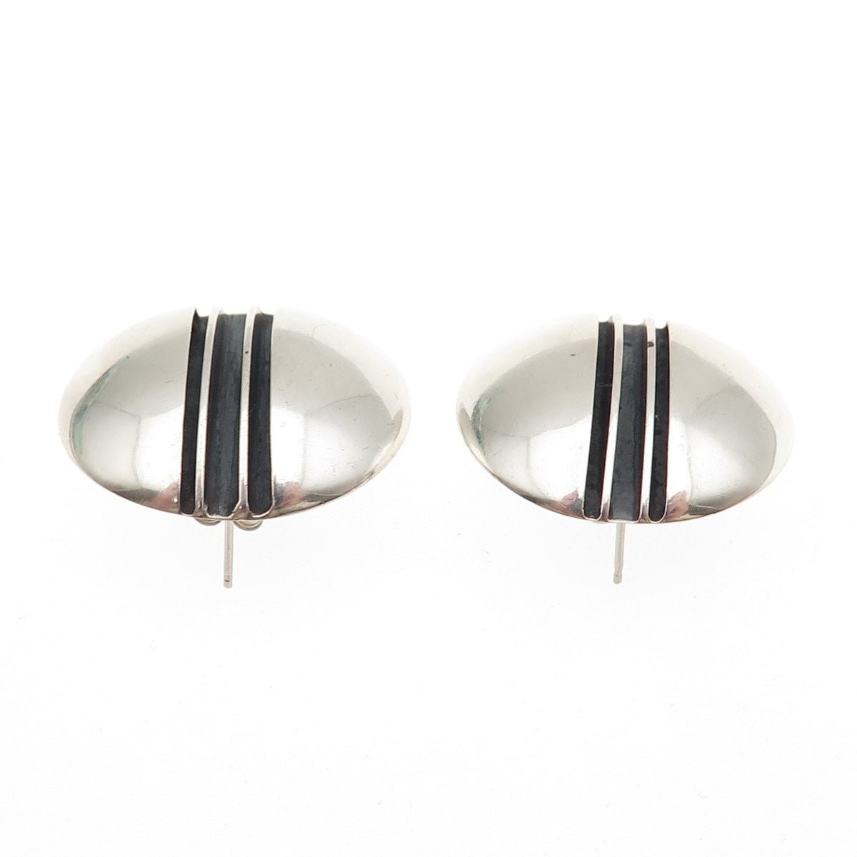 Tom Yazzie Navajo Old Pawn Sterling Vintage Southwestern Dome Oxidized Earrings